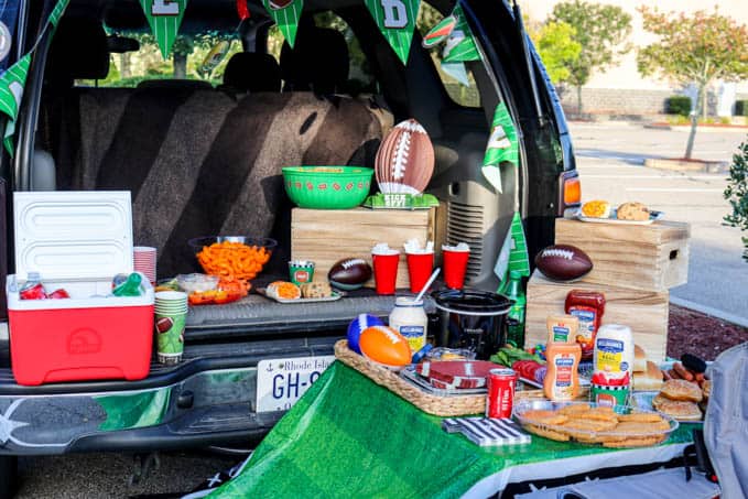 Tailgate party with Slow Cooker Buffalo Chicken Dip.