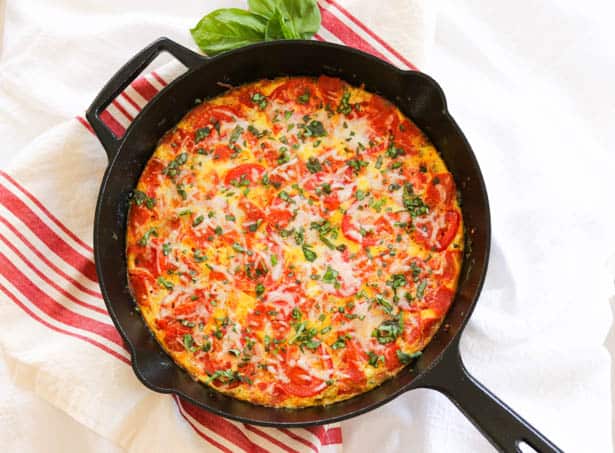 Meat Lover's Pizza Frittata in skillet.