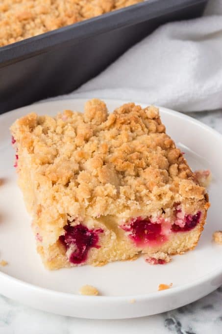 Fresh cranberries in this simple cake with a streusel topping will make your taste buds dance.