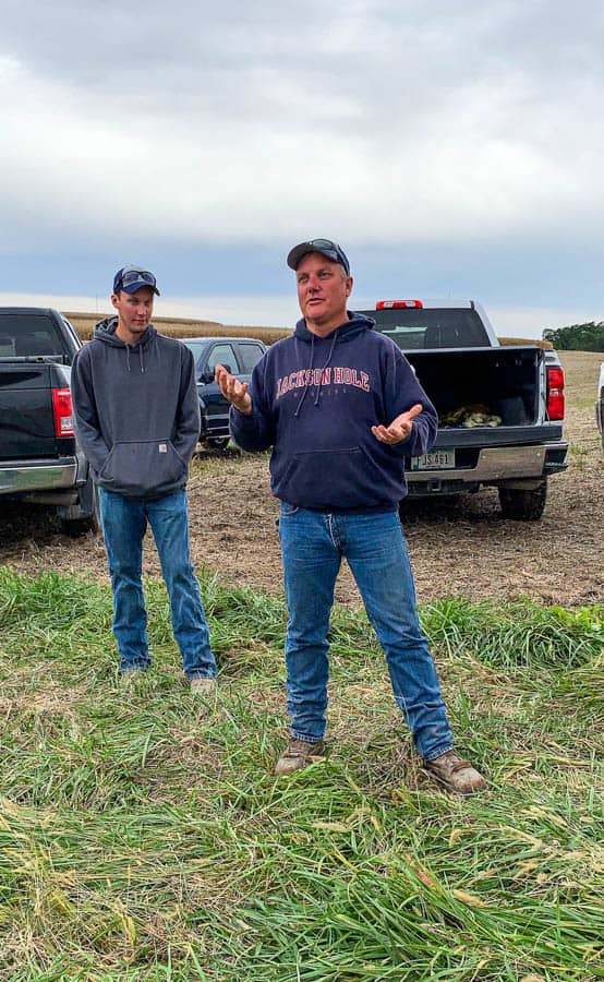 Farmer Steve Kuiper and his son on their corn farm in Iowa.