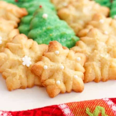 Finished Spritz Cookies on a plate.