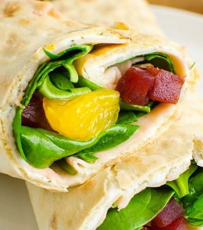 Beet, Turkey and Cheese Wrap