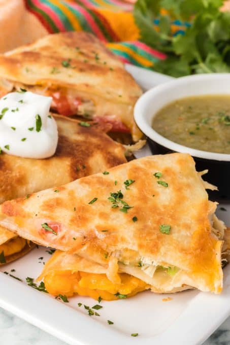 A Chicken and Cheese Quesadilla.