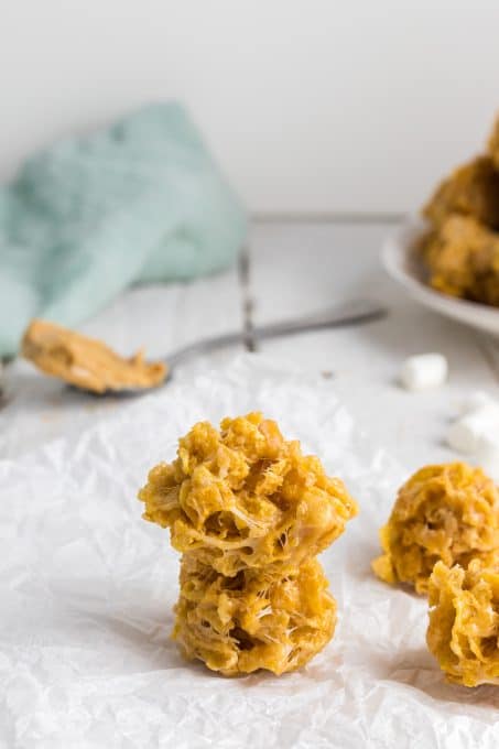 Creamy peanut butter, marshmallows and cornflakes make these easy cookies.