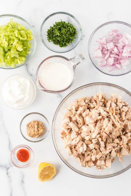 Ingredients for Chicken Salad without Mayo.