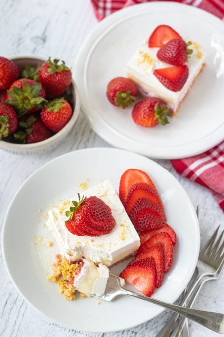 Slices of Strawberry Cheesecake Bars