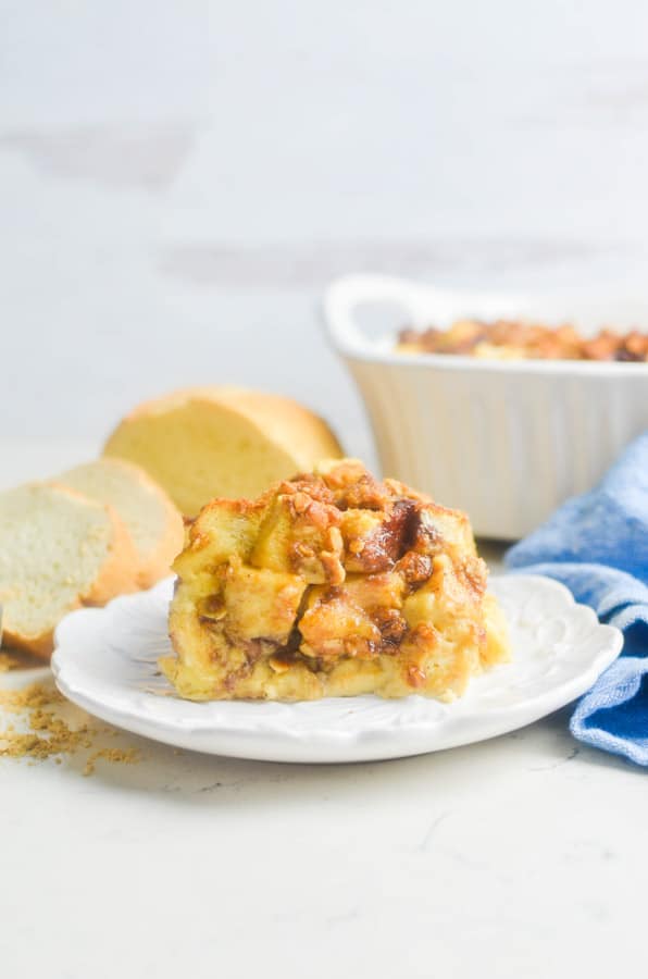 A serving of Peanut Butter and Jelly Baked French Toast.