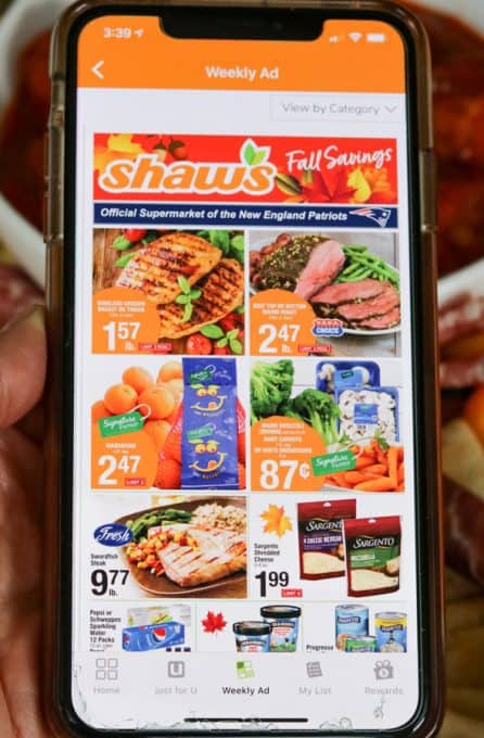 Shaw's app on an iPhone.