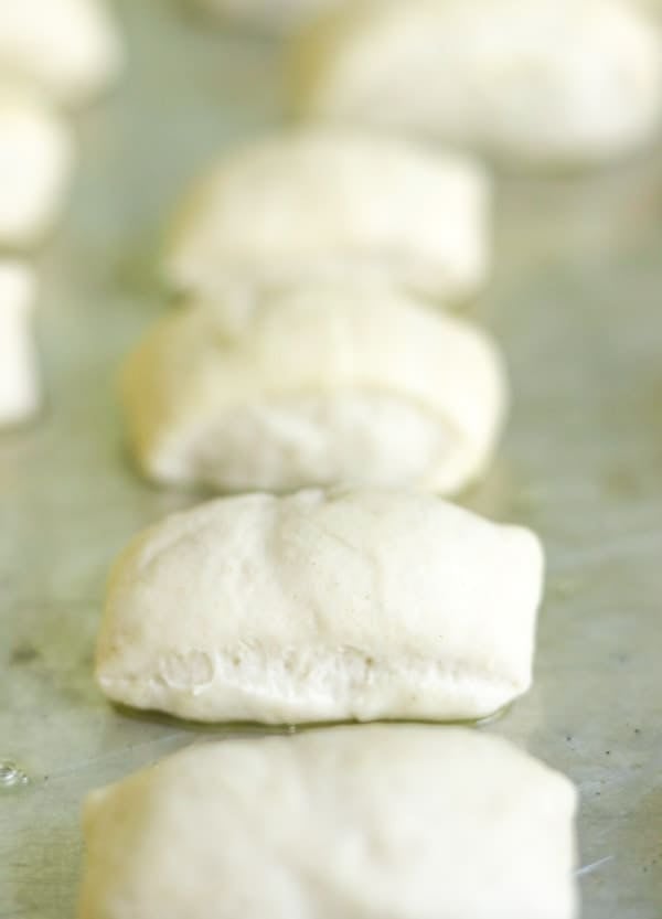 Little pieces of dough ready to be baked.