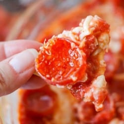 Pizza dip on a chip.