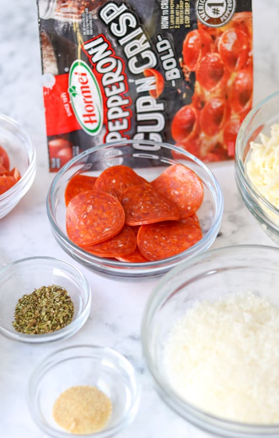 HORMEL® Cup N' Crisp Pepperoni Bold with other dip ingredients.