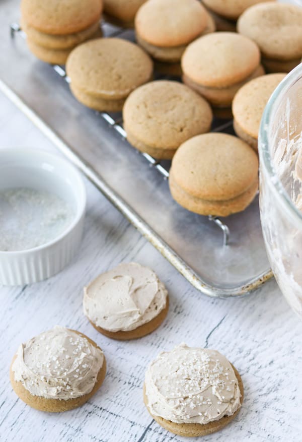 Frosting cookies.