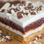 A layered lasagna dessert.