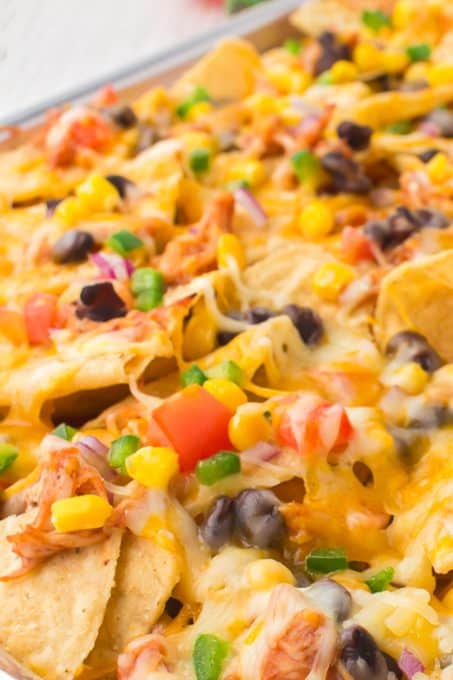 Loaded Nachos with chicken and all the fixings!