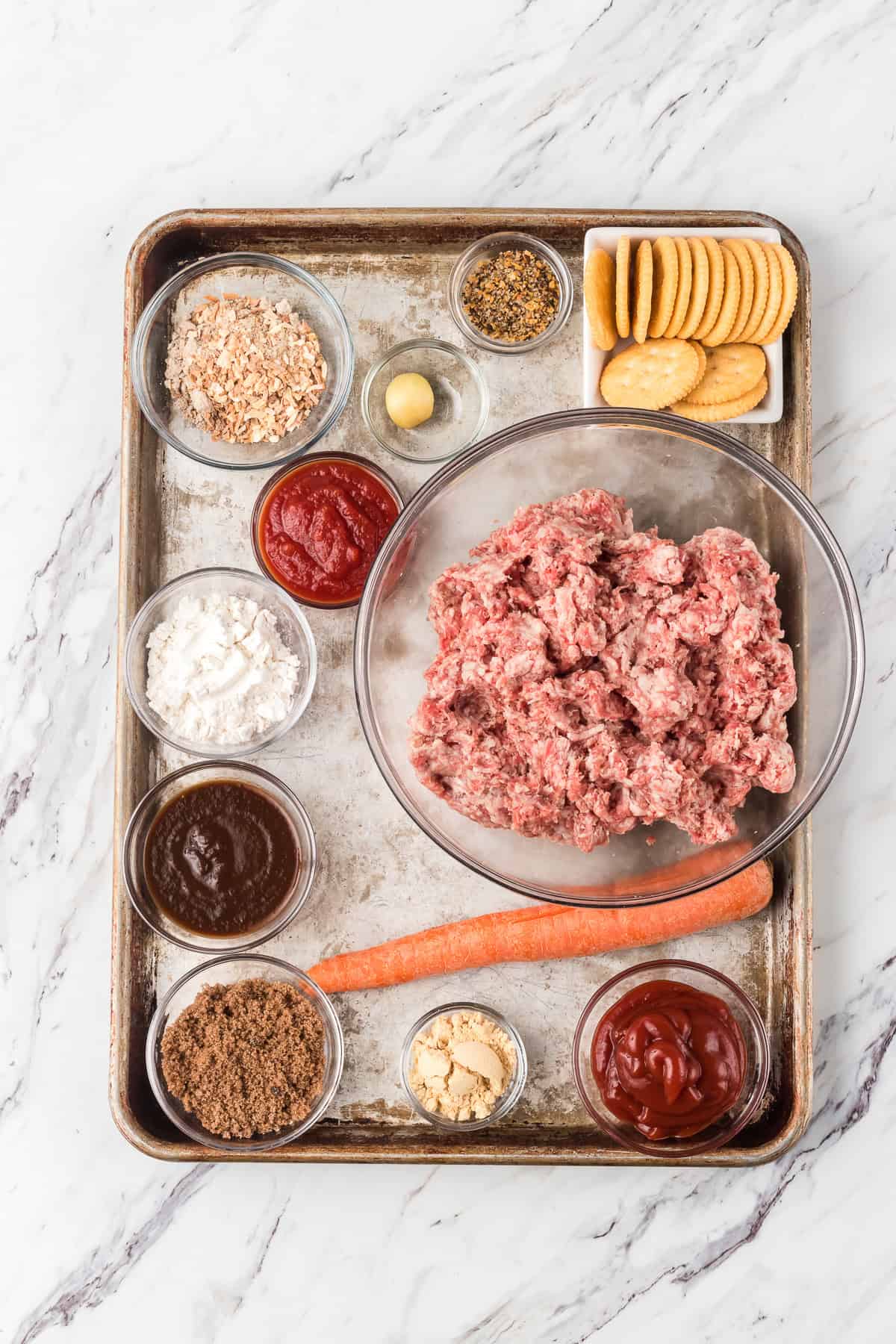 Ingredients for Classic Meatloaf Recipe.