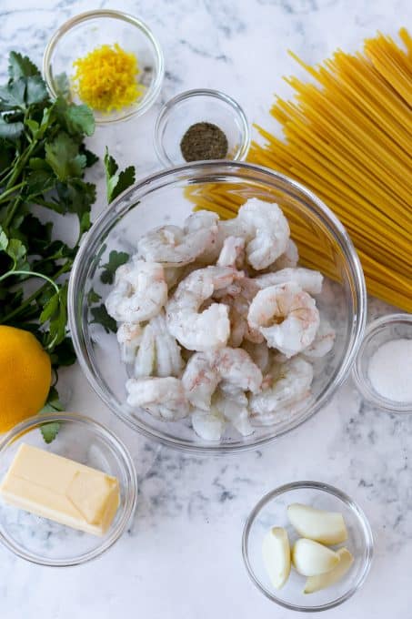 Ingredients for Shrimp Pasta.