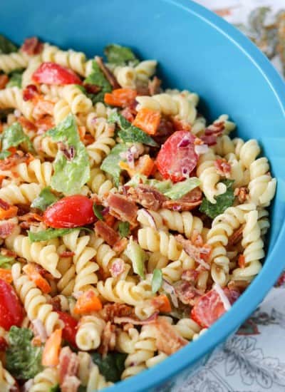 BLT Pasta Salad in a bowl.