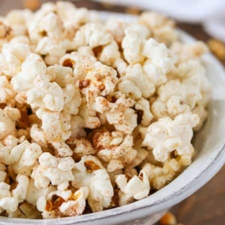 Popcorn tossed with cinnamon and sugar.