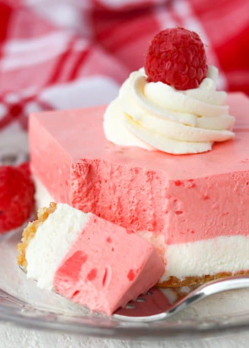 A forkful of Raspberry Cream Dream Bars.