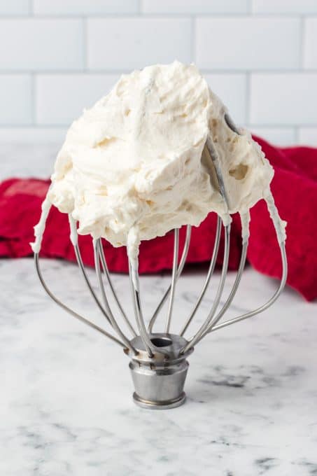 Whipped cream that has been stabilized.