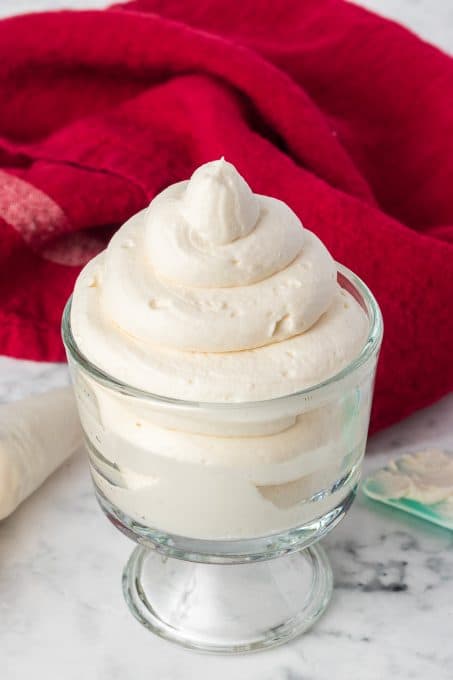 Creamy and thick whipped cream that holds its' shape well!