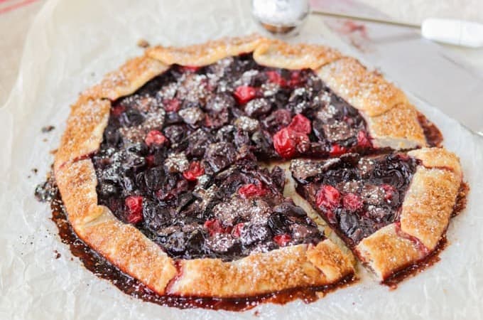 An easy galette made with cherries and dark chocolate chunks.