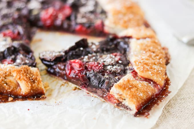 a piece of Cherry and Dark Chocolate Galette.