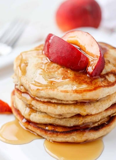 Cinnamon Pancakes with Peaches.