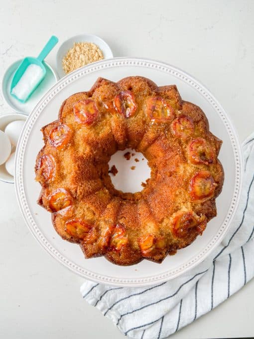 Peanut Butter Upside Down Banana Cake