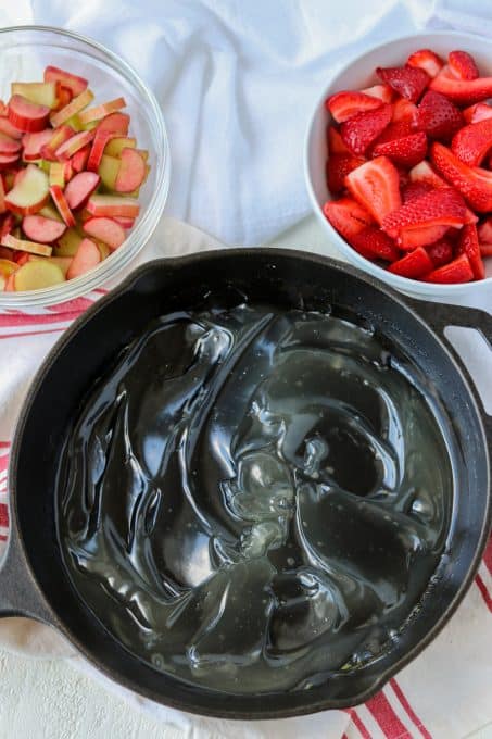 Glaze for the strawberries and rhubarb.