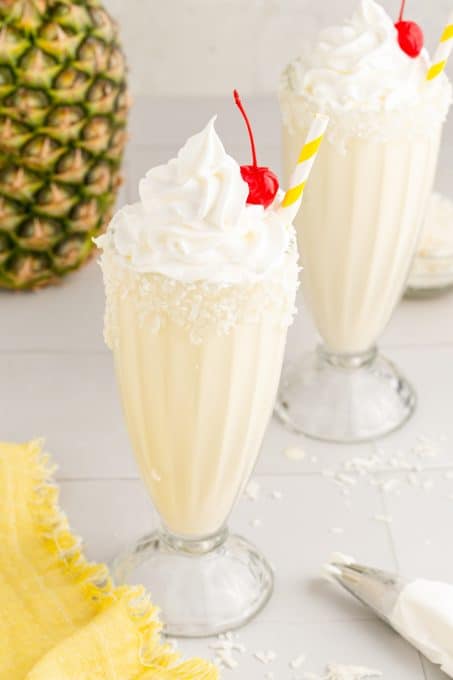 Coconut, Pineapple and rum milkshakes.