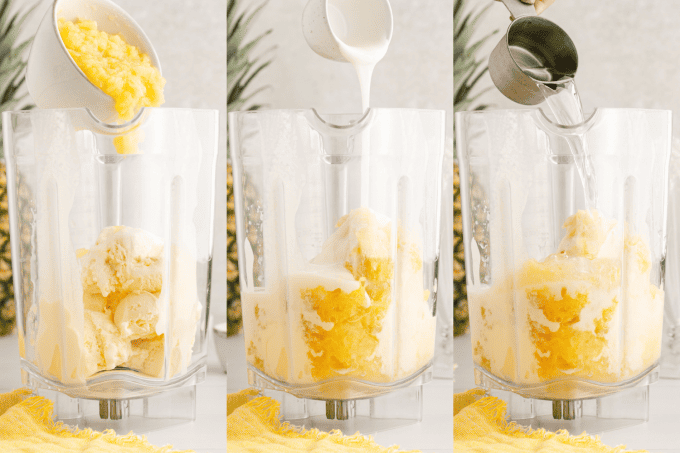 Process photos for Pina Colada Milkshakes