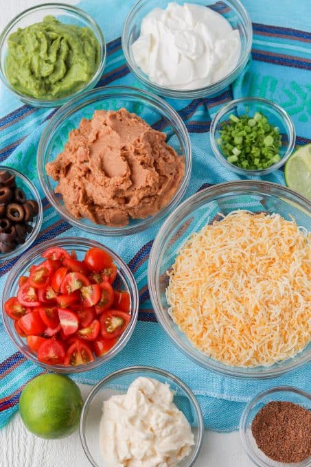 Ingredients for 7-Layer Dip.