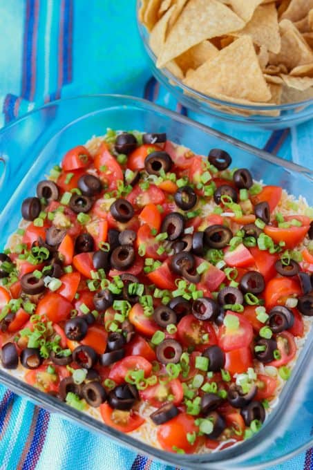 this dip with 7 layers is a great and easy appetizer.