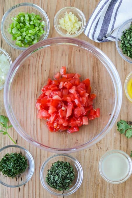 Ingredients for fresh salsa fresca.