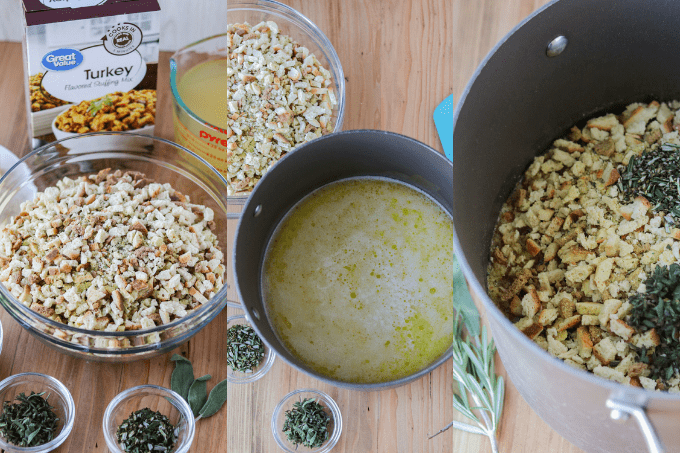 Process steps to make easy and delicious stuffing.