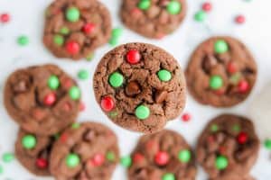 Double Chocolate M & M Christmas Cookies