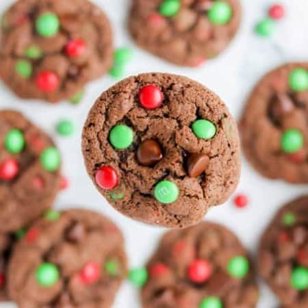 Double Chocolate M & M Christmas Cookies