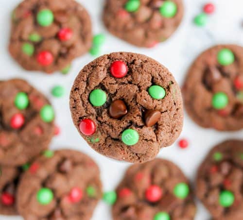 Christmas Chocolate M&M Cookies - Two Sisters