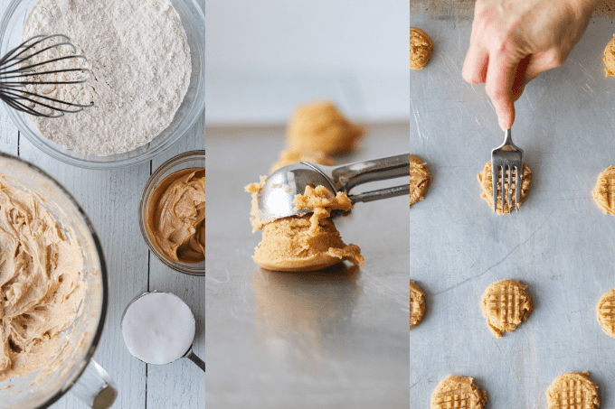 Process steps for Fluffernutter cookies.