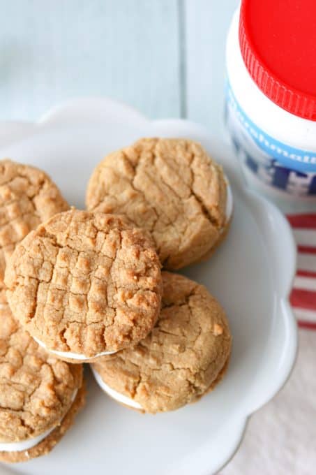 Peanut Butter Cookies with Marshmallow Fluff.