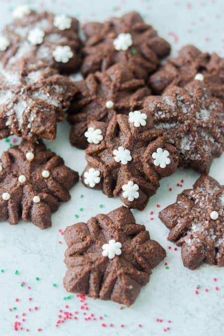 Snowflake Cocoa Spritz Cookies