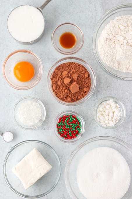 Ingredients for Chocolate Spritz Cookies.