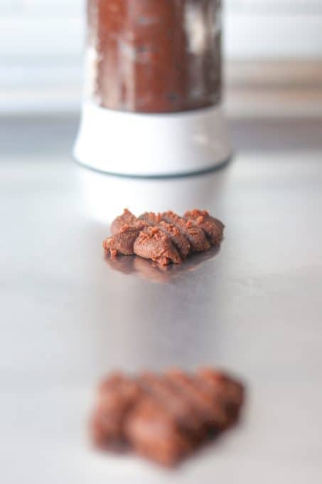 Chocolate Cookie Dough from a cookie press.