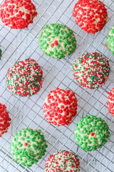 Colored sprinkle cookies.