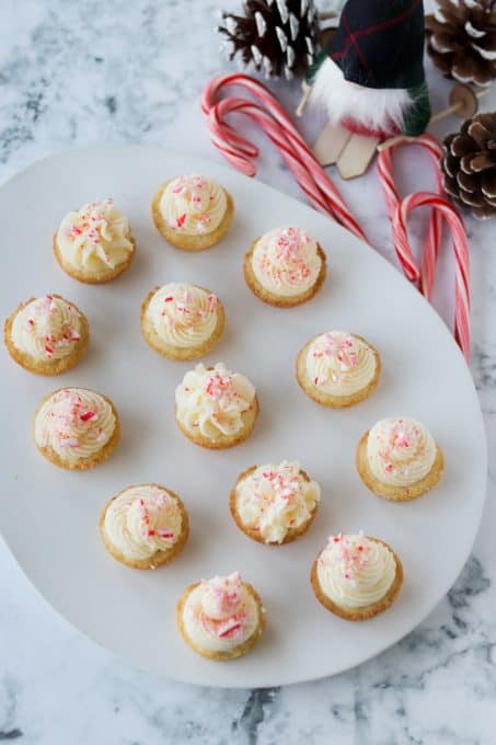 Cookie cups with peppermint frosting.