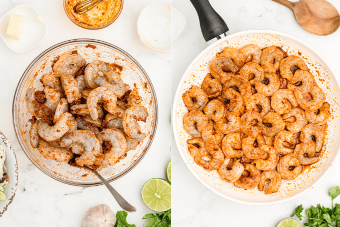 Taco seasoned shrimp for tacos.