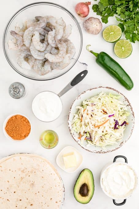 Ingredients for Taco Tuesday's shrimp dinner.