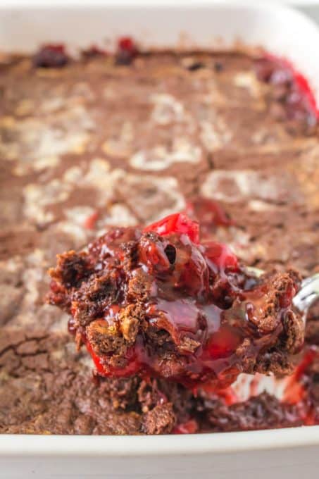 lots of chocolate and cherries in this dump cake.