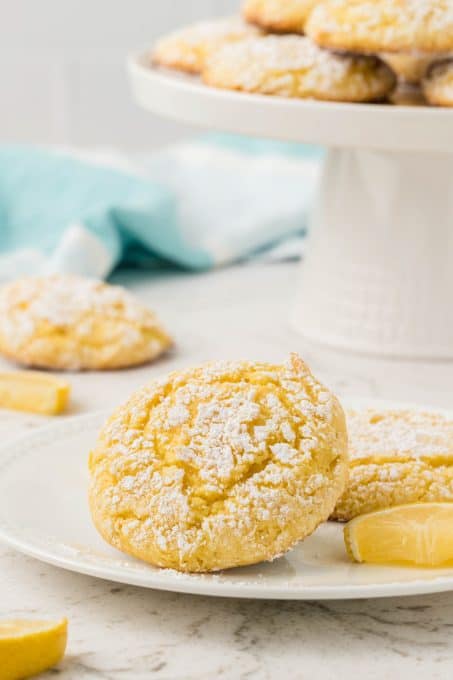 Lemon cookies made with cake mix.